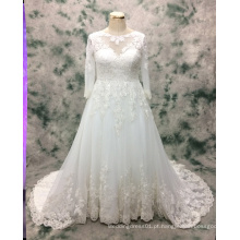 Princess Plus Size vestido de noiva de renda longa para noiva
